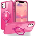 thumbnail image 1 of for iPhone 12/12 Pro Case with Stand [ Grade Drop Tested][Compatible with Magnet] Ring Translucent Slim Hard Back Soft Edge, Rose Red, 1 of 13