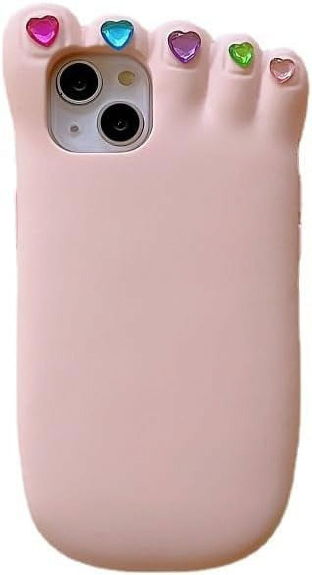 for iPhone 12 Case, 3D Soft Silicon Funny and Silly Weird Jade Foot Phone  Cases, Ugly Phone Case Swap Challenge Gifts with Friends Pink