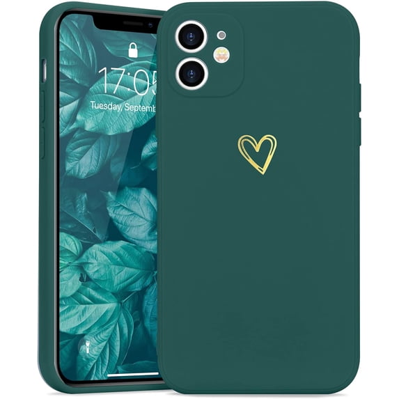 for iPhone 12 Case Cute Slim Shockproof Phone Case with Wireless Charging Support and Protection, Green
