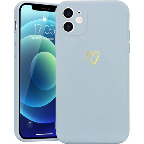 for iPhone 12 Case Cute Slim Shockproof Phone Case with Wireless Charging Support and Protection, Light Blue