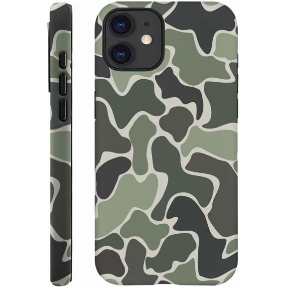 for iPhone 12 Case, HH2 Old Camo Army Green Hybrid 2 Layer Hard Shell Silicone Protective Pattern Design Case for iPhone 12/iPhone 12 Pro