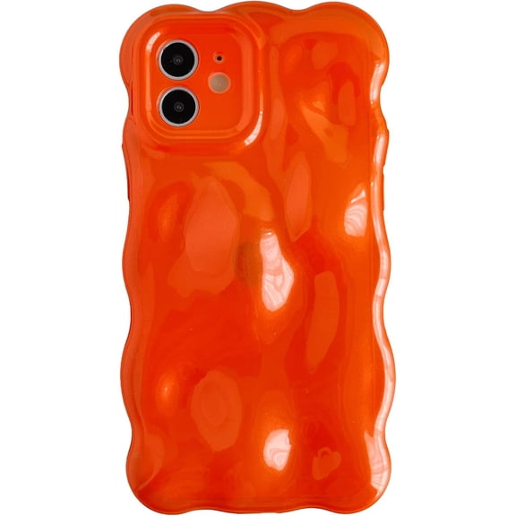 for iPhone 12 Case,Water Ripple Wave Meteorite Bubble Chrome Plating Electroplated Candy Phone Case (Light Red)