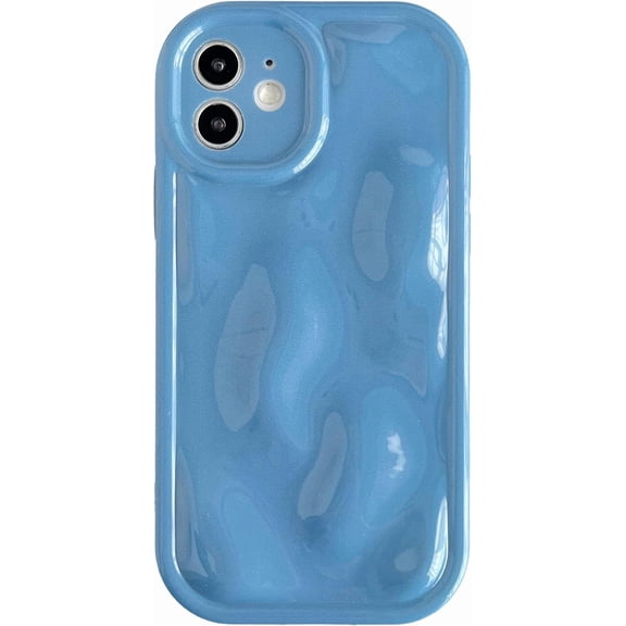 for iPhone 12 Case,Water Ripple Wave Meteorite Bubble Chrome Plating Soft Phone Case (Blue)
