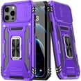 thumbnail image 1 of for iPhone 12 Case/iPhone 12 Pro Case with Screen Protector,Sliding Camera Cover,-Grade Cover with  Stand Phone Case 6.1" Purple, 1 of 14