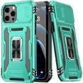 thumbnail image 1 of for iPhone 12 Case/iPhone 12 Pro Case with Screen Protector,Sliding Camera Cover,-Grade Cover with  Stand Phone Case 6.1" Turquoise, 1 of 14