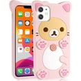 thumbnail image 1 of for iPhone 12 Phone Case Funny Phone Case Kawaii Pink Bear Case Cute 3D Cartoon Bear Case Silicone Shockproof and Dropproof Case for Women Girls, 1 of 12