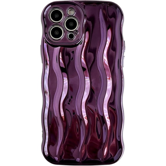 for iPhone 12 Pro Case,Water Ripple Pattern Curly Wave Frame Soft Compatible with iPhone Case (Light Purple,iPhone 12 Pro)