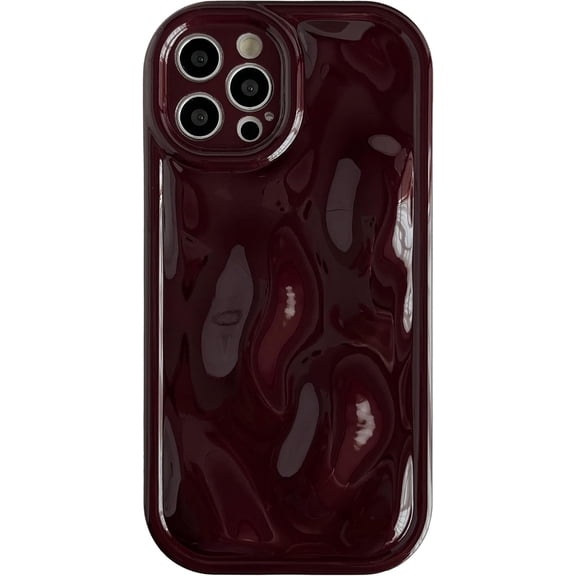 for iPhone 12 Pro Case,Water Ripple Wave Meteorite Bubble Chrome Plating Soft Phone Case (Wine Red)