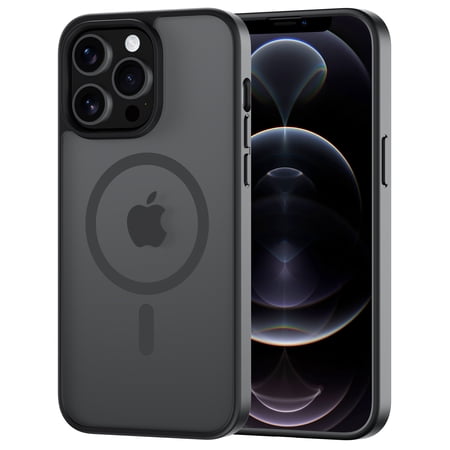 for iPhone 12 Pro Max Case Compatible with MagSafe, Translucent Matte Shockproof Phone Case Cover - Black