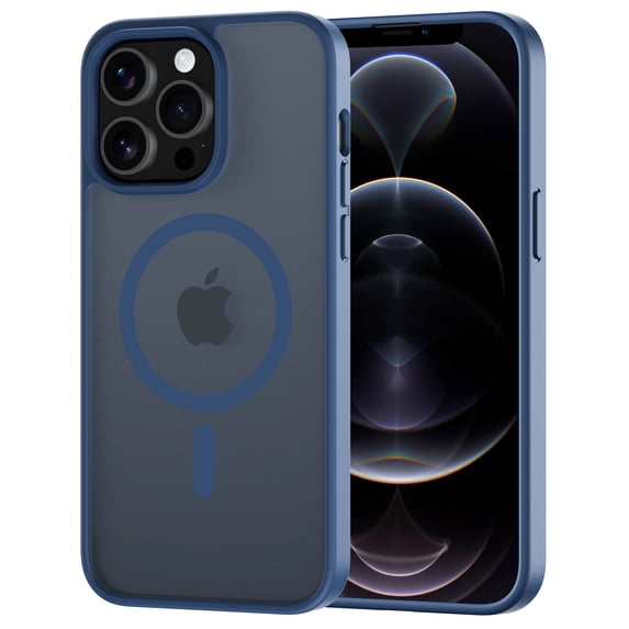 for iPhone 12 Pro Max Case Compatible with MagSafe, Translucent Matte Shockproof Phone Case Cover - Blue