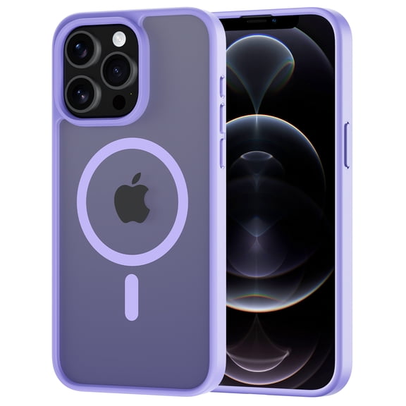 for iPhone 12 Pro Max Case Compatible with MagSafe, Translucent Matte Shockproof Phone Case Cover - Purple