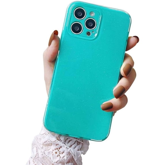 for iPhone 12 Pro Max Case Glitter Bling Cute Women Girl Phone Case Soft Twinkle Sparkly Protective Case for iPhone 12 Pro Max -Green