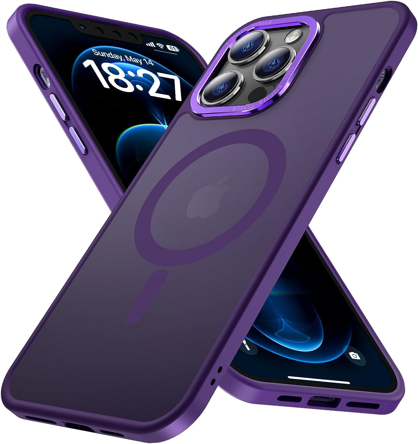 MCMスマホケース【iPhone12/12pro専用】 ブラック、パープル for iPhone 12 Pro Max Case Magnetic Compatible with MagSafe Slim