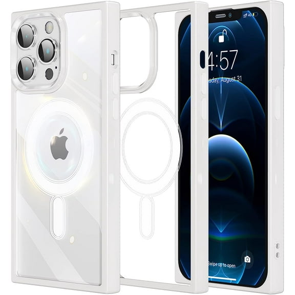for iPhone 12 Pro Max Case, [Shockproof Protective][Compatible with Magsafe][Never Yellowing] Phone Case 6.7 Inch,White