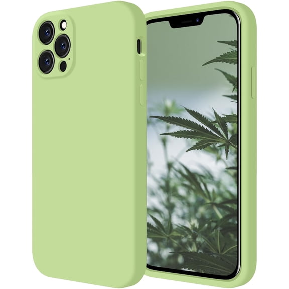for iPhone 12 Pro Max Case, Silicone Upgraded [Camera Protecion] Phone Case with Soft Anti-Scratch Microfiber Lining, 6.7 inch, Tea Green