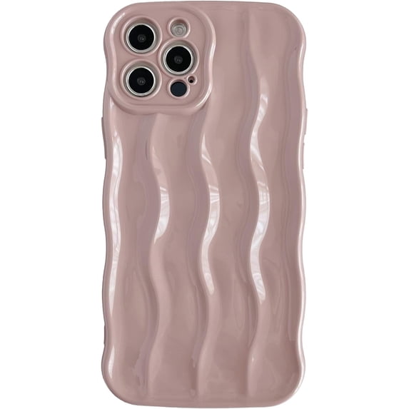 for iPhone 12 Pro Max Case,Water Ripple Pattern Curly Wave Frame Soft Compatible with iPhone Case (Pink,iPhone 12 Pro Max)