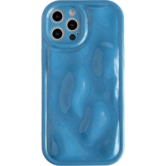for iPhone 12 Pro Max Case,Water Ripple Wave Meteorite Bubble Chrome Plating Soft Phone Case (Blue)