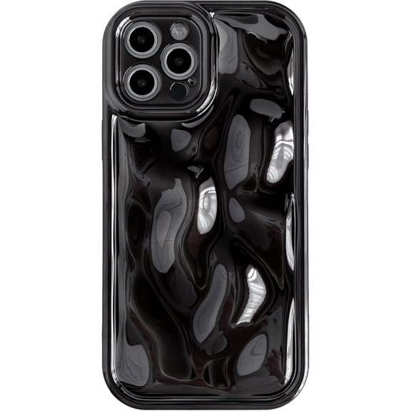 for iPhone 12 Pro Max Case,Water Ripple Wave Meteorite Bubble Chrome Plating Soft Phone Case (Light Black)
