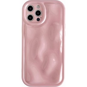 for iPhone 12 Pro Max Case,Water Ripple Wave Meteorite Bubble Chrome Plating Soft Phone Case (Pink)
