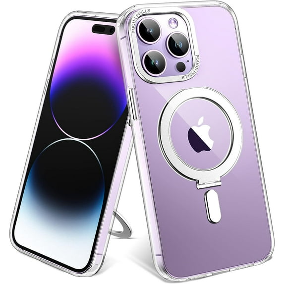 for iPhone 12 Pro Max Case with Magnetic Ring Stand, iPhone 12 Pro Max Phone Case 6.7" Compatible with Magsafe for Men Women, Clear