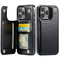 for iPhone 12 Pro Max Wallet Case with Card Holder, PU Faux Leather Kickstand Card Slots Case, Double Magnetic Clasp and Durable Shockproof Cover