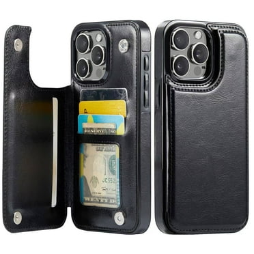 for iPhone 12 Pro Max Wallet Case with Card Holder, PU Faux Leather Kickstand Card Slots Case, Double Magnetic Clasp and Durable Shockproof Cover