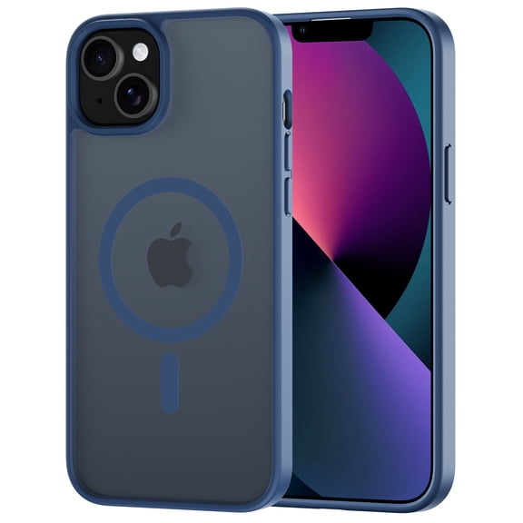 for iPhone 13 / 14 Case Compatible with MagSafe, Translucent Matte Shockproof Phone Case Cover - Blue