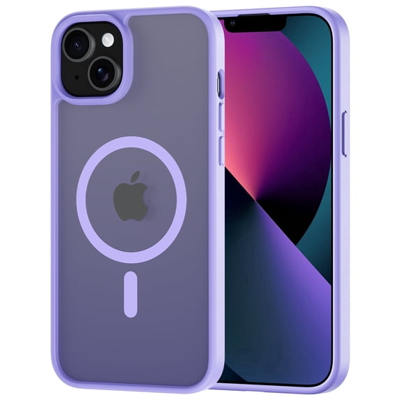 Compatible for iPhone 13 / iphone 14 Case with Magnetic, Translucent Matte Shockproof Phone Case Cover - Purple