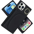 thumbnail image 1 of for iPhone 13/14 Case with Card Holder,360°Rotatable Ring Holder Stand - Magnetic RFID Blocking Wallet Phone Cases for Women Men(Black), 1 of 15
