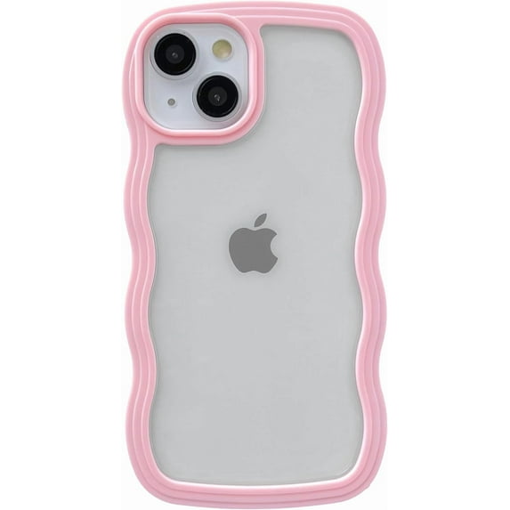 for iPhone 13 Case, Cute Curly Wave Frame Shape Shockproof Soft Compatible with iPhone Case (Pink,iPhone 13)
