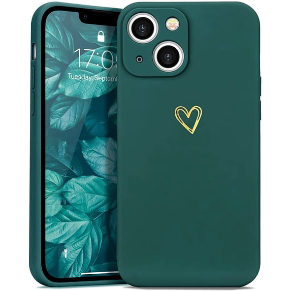 for iPhone 13 Case Cute Slim Shockproof Phone Case with Wireless Charging Support and Protection, Green