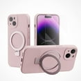 thumbnail image 1 of for iPhone 13 Case Liquid Silicone Magsafe Magnetic Stand with Screen Protector Full Protection Slim Shockproof Protective Case Cover 6.1 Inch - Pink, 1 of 11