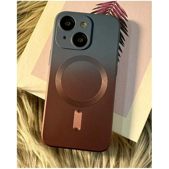 for iPhone 13 Case Magnetic Gradient Color Slim Silicone Soft Cute Phone Case with Full Camera Protector Shockproof Cover Purple Blue
