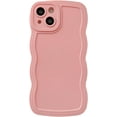 thumbnail image 1 of for iPhone 13 Case, Solid Color Curly Wave Frame Soft Compatible with iPhone Case (Pink,iPhone 13), 1 of 12