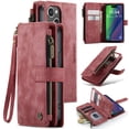 thumbnail image 1 of for iPhone 13 Case, Wallet Case with Card Holder Kickstand Magnetic Zipper Pocket Lanyard Strap Wristlet, Leather Flip Case Wallet for iPhone 13, Red, 1 of 6