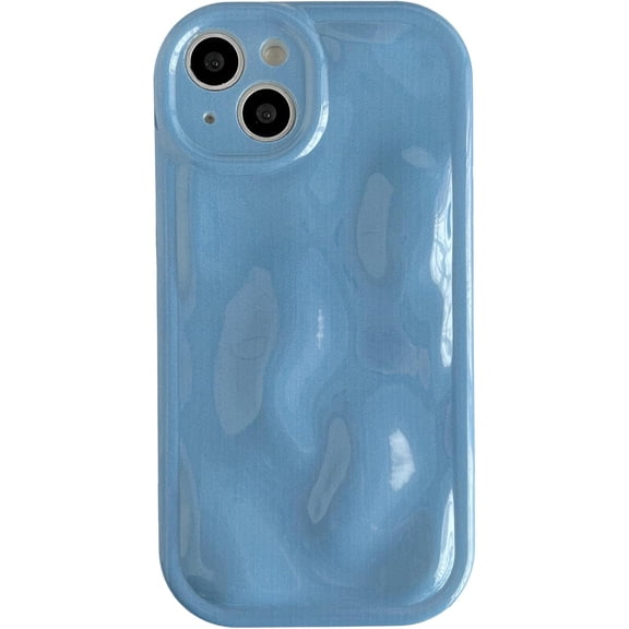 for iPhone 13 Case,Water Ripple Wave Meteorite Bubble Chrome Plating Soft Phone Case (Blue)