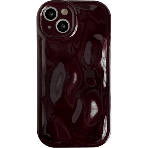 for iPhone 13 Case,Water Ripple Wave Meteorite Bubble Chrome Plating Soft Phone Case (Wine Red)