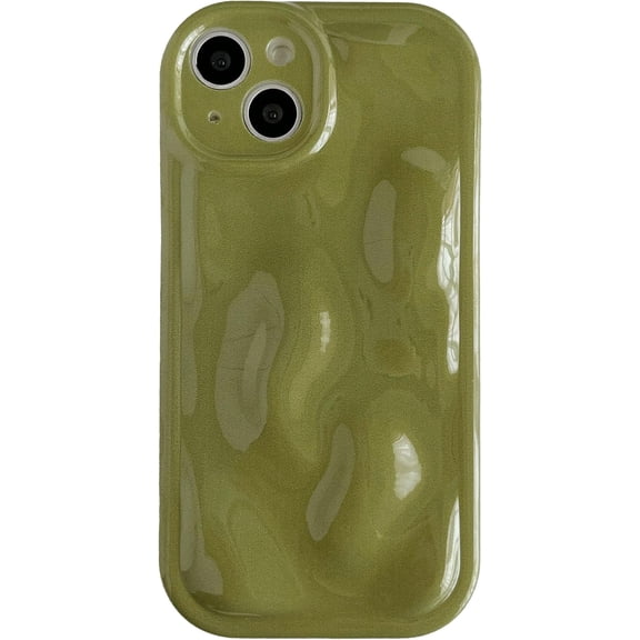 for iPhone 13 Case, Water Ripple Wave Meteorite Bubble Pattern Chrome Plating Soft Compatible with iPhone Case (Green,iPhone 13)