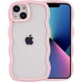 thumbnail image 1 of for iPhone 13 Case for iPhone 14 Case, Wave Frame Clear Back Soft Cute Compatible with iPhone 13 Case Compatible with iPhone 14 Case, Pink Edge, 1 of 9