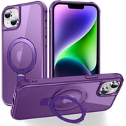 for iPhone 13 Case & iPhone 14 Case with Magnetic O-Ring Stand Translucent Case for iPhone 13 & 14 6.1" [Compatible with MagSafe], Purple