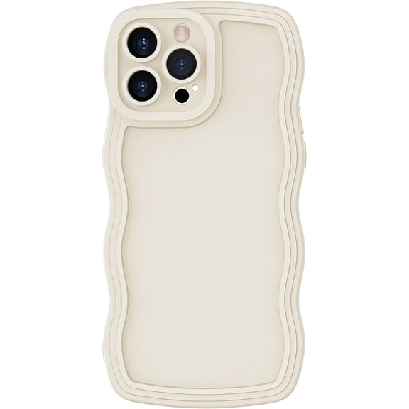 for iPhone 13 Mini Case, Cute Curly Wave Edge Phone Cover, Soft Liquid Silicone Camera Protection Phone Case with iPhone 13 Mini, White