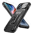 thumbnail image 1 of for iPhone 13 Mini Case with Screen Protector,Sliding Camera Cover,Military-Grade Cover with Magnetic Stand Phone Case 5.4" Black, 1 of 13
