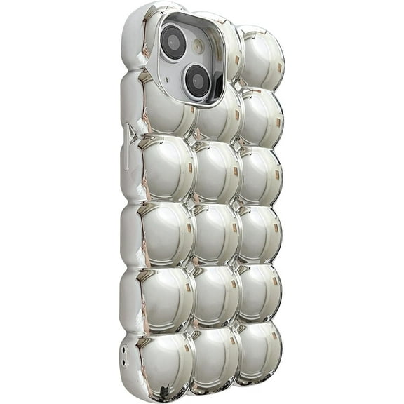 for iPhone 13 Pro Case, 3D Cube Grid Candy Color Soft Compatible with iPhone Case (Silver,iPhone 13 Pro)