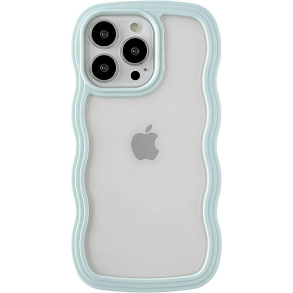 for iPhone 13 Pro Case, Cute Curly Wave Frame Shape Shockproof Soft Compatible with iPhone Case (Green,iPhone 13 Pro)
