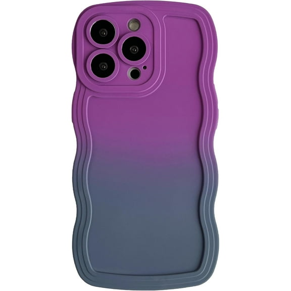 for iPhone 13 Pro Case, Solid Color Curly Wave Frame Soft Compatible with iPhone Case (Purple,iPhone 13 Pro)