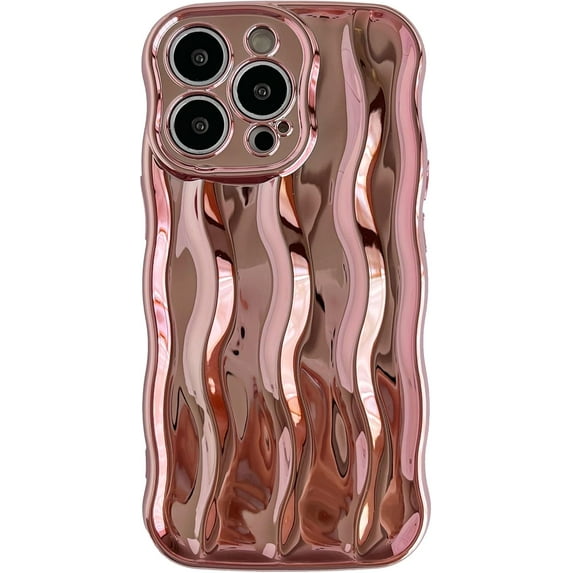 for iPhone 13 Pro Case,Water Ripple Pattern Curly Wave Frame Soft Compatible with iPhone Case (Light Pink,iPhone 13 Pro)