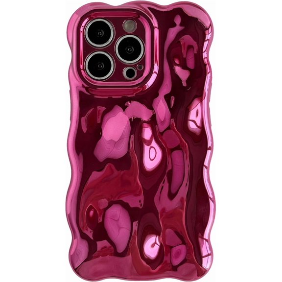 for iPhone 13 Pro Case,Water Ripple Wave Meteorite Bubble Chrome Plating Electroplated Candy Phone Case (Eletro Red)