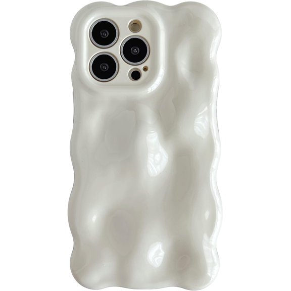 for iPhone 13 Pro Case,Water Ripple Wave Meteorite Bubble Chrome Plating Electroplated Candy Phone Case (White)