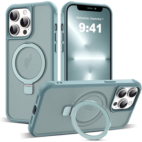 for iPhone 13 Pro Case with  O-Ring Stand Translucent Case for iPhone 13 Pro 6.1" [Compatible with MagSafe], Blue