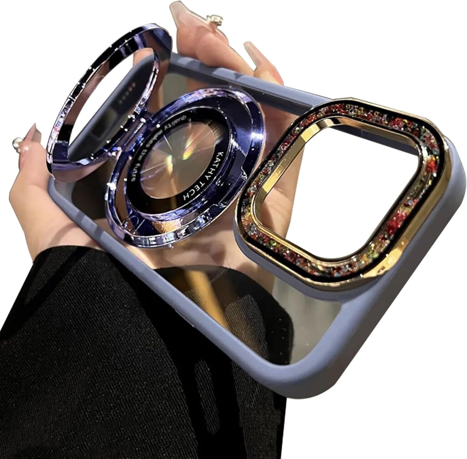 for iPhone 13 Pro Colorful Glass Beads,Bling Holder